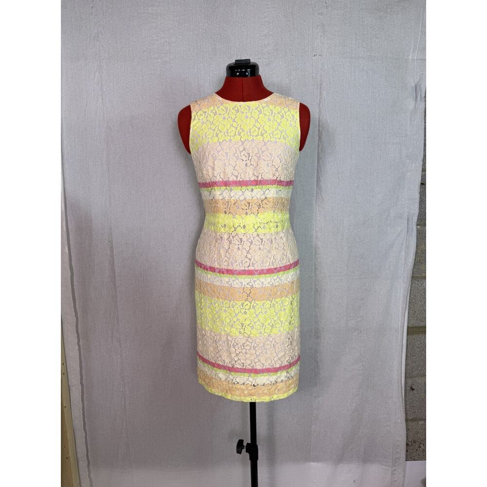 Ann Taylor Lace Horizon Sheath Dress Sleeveless Sorbet Pastel Womens Size 0 D216